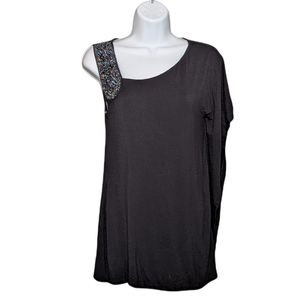 Studio Y Asymmetrical Beaded Top Size Medium